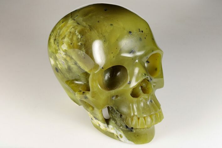 Realistic, Polished Jade (Nephrite) Skull #199581